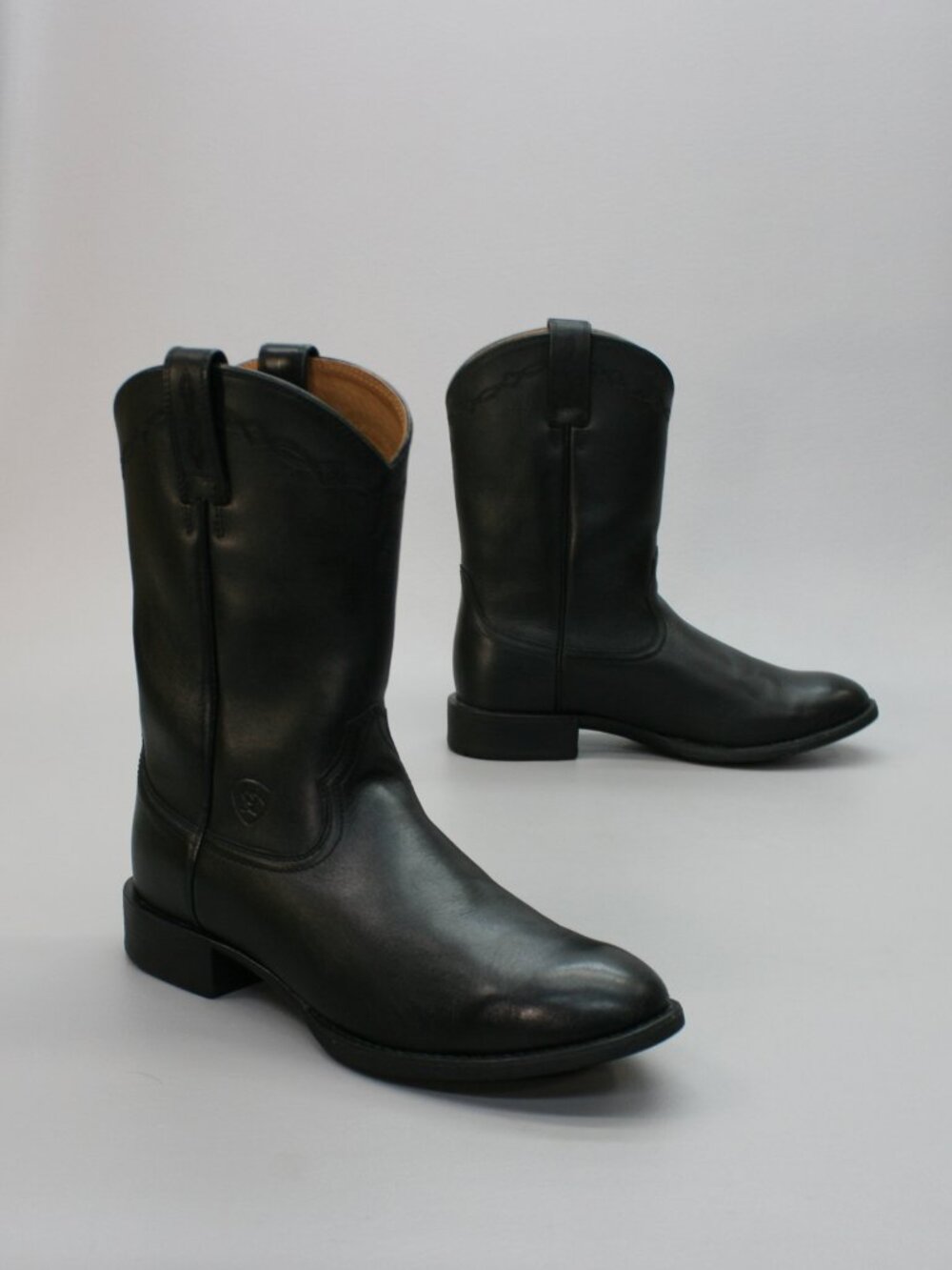 Ariat Black Men's 9 D Heritage Roper Black Leather Western Cowboy Ranch Boots